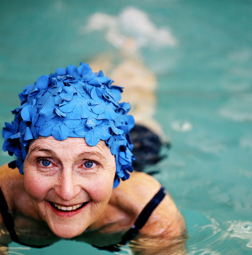 old swimming caps